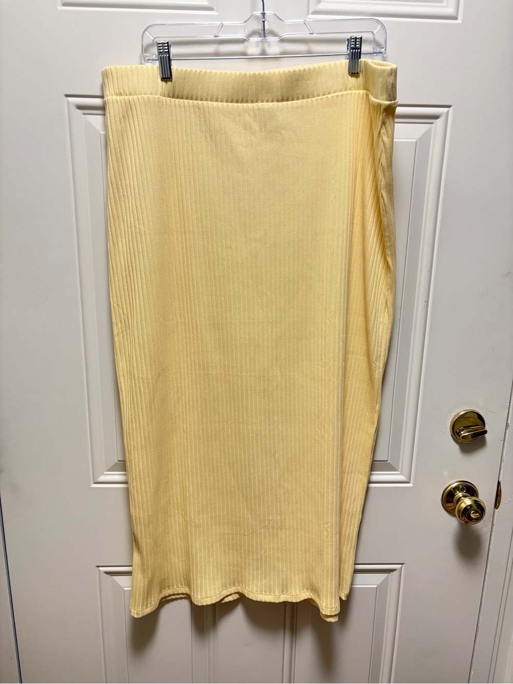 Old Navy Butter yellow High-Waisted Ribbed Midi Skirt XL Tall - Picture 4 of 7